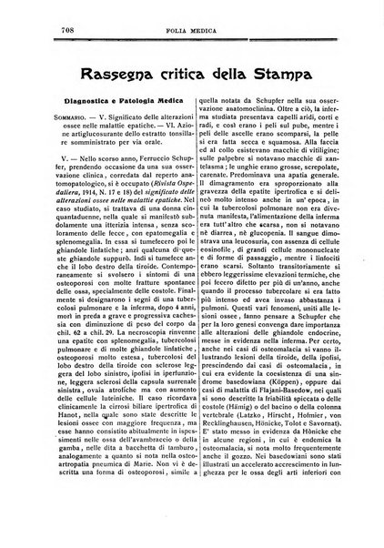 Folia medica periodico trimensile di patologia e clinica medica