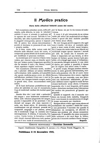 Folia medica periodico trimensile di patologia e clinica medica