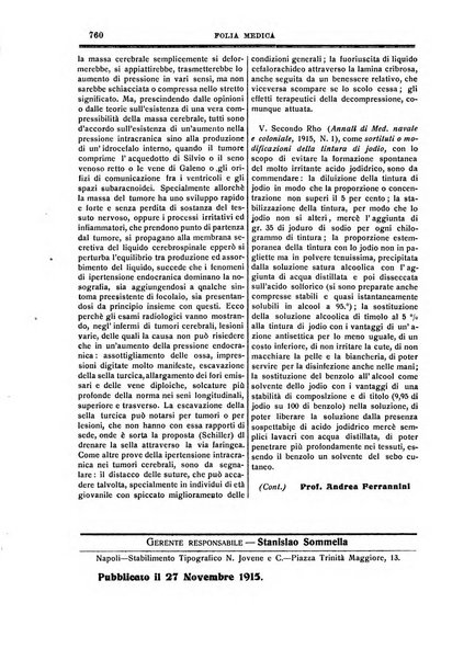 Folia medica periodico trimensile di patologia e clinica medica