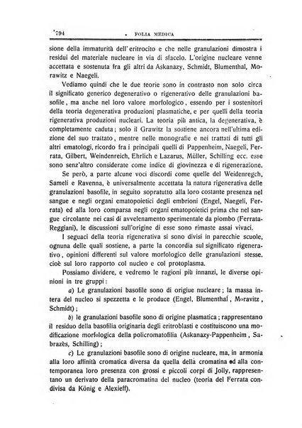 Folia medica periodico trimensile di patologia e clinica medica