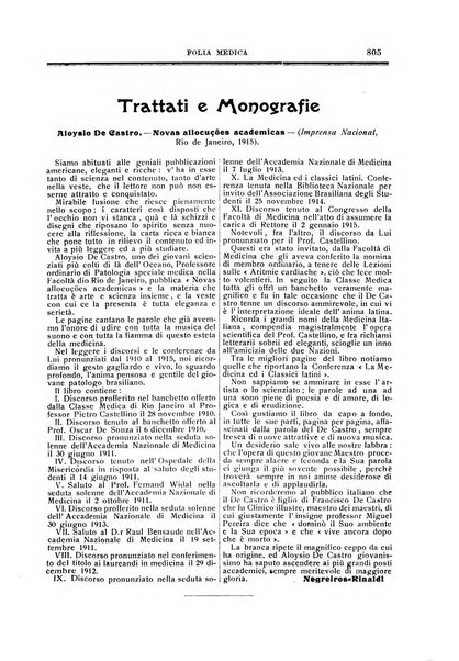 Folia medica periodico trimensile di patologia e clinica medica