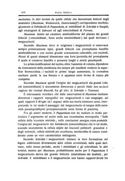 Folia medica periodico trimensile di patologia e clinica medica