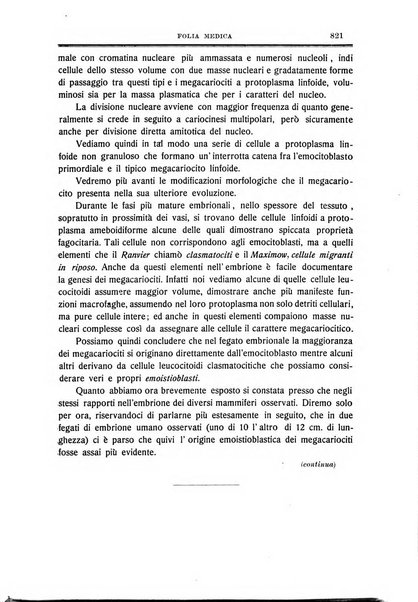 Folia medica periodico trimensile di patologia e clinica medica