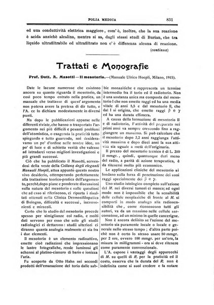 Folia medica periodico trimensile di patologia e clinica medica