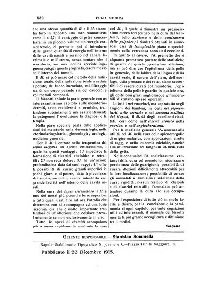 Folia medica periodico trimensile di patologia e clinica medica