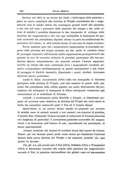 Folia medica periodico trimensile di patologia e clinica medica