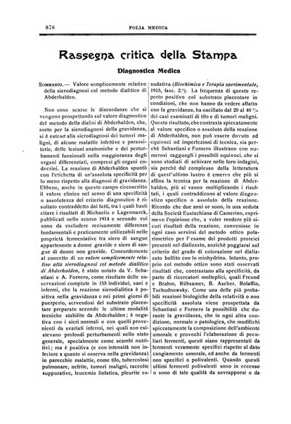 Folia medica periodico trimensile di patologia e clinica medica