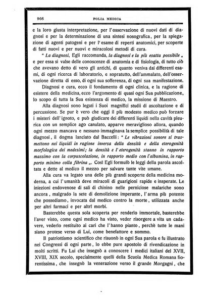 Folia medica periodico trimensile di patologia e clinica medica