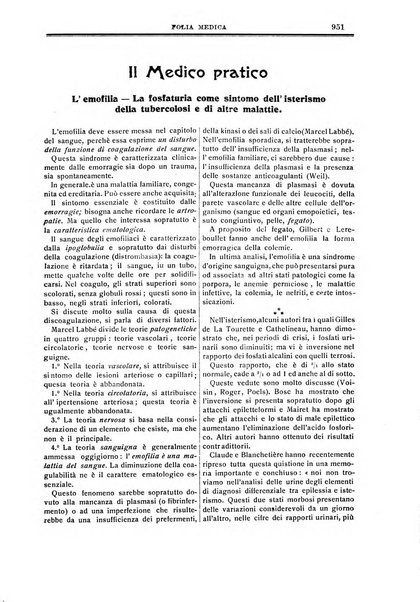 Folia medica periodico trimensile di patologia e clinica medica