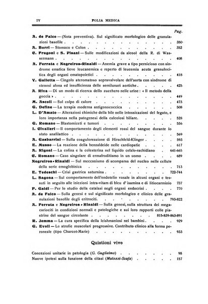 Folia medica periodico trimensile di patologia e clinica medica