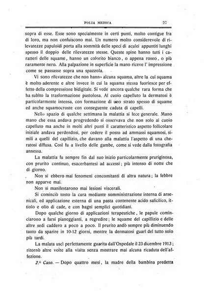 Folia medica periodico trimensile di patologia e clinica medica