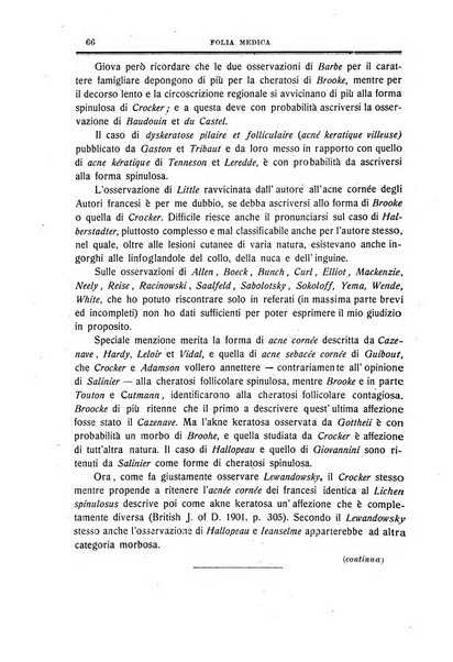 Folia medica periodico trimensile di patologia e clinica medica