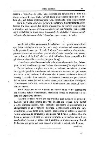 Folia medica periodico trimensile di patologia e clinica medica