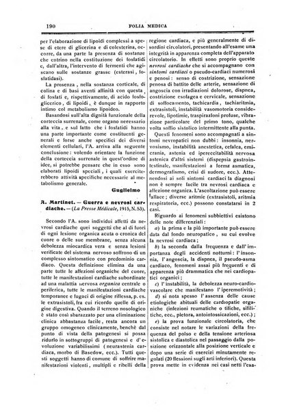 Folia medica periodico trimensile di patologia e clinica medica