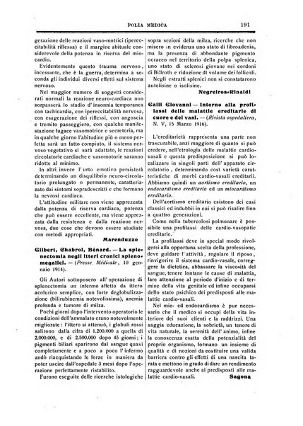 Folia medica periodico trimensile di patologia e clinica medica