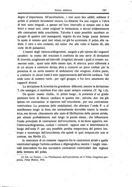 Folia medica periodico trimensile di patologia e clinica medica