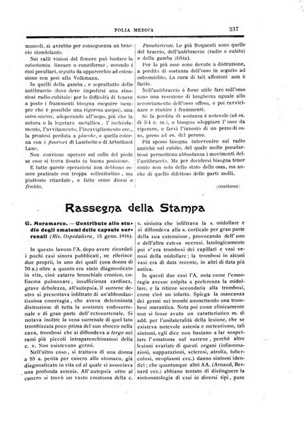 Folia medica periodico trimensile di patologia e clinica medica