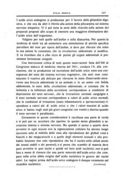 Folia medica periodico trimensile di patologia e clinica medica