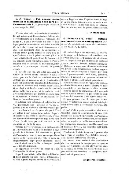 Folia medica periodico trimensile di patologia e clinica medica