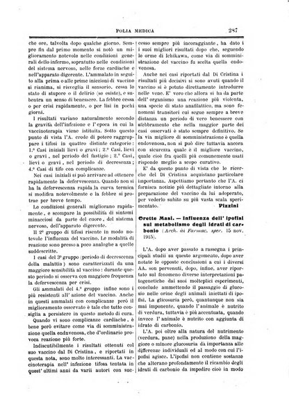 Folia medica periodico trimensile di patologia e clinica medica