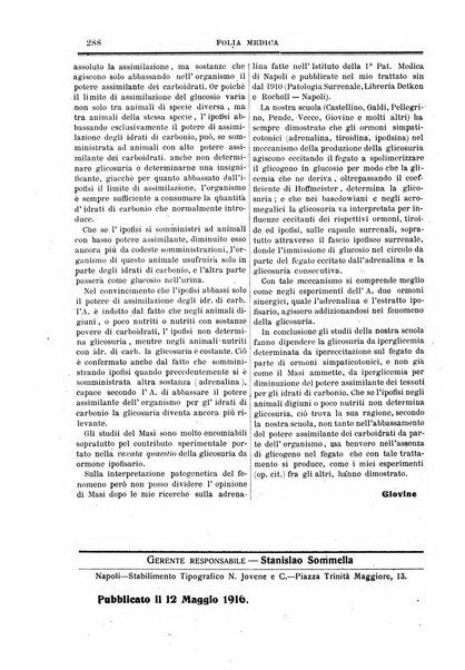 Folia medica periodico trimensile di patologia e clinica medica