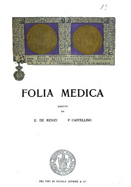 Folia medica periodico trimensile di patologia e clinica medica