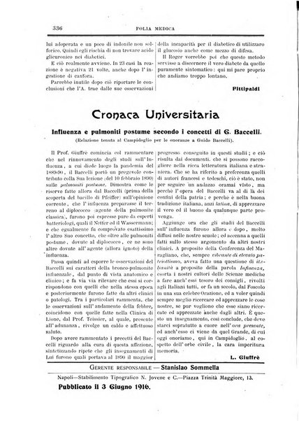 Folia medica periodico trimensile di patologia e clinica medica