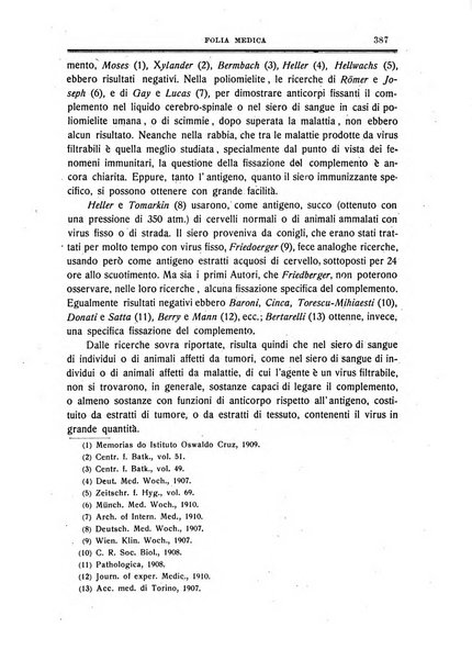 Folia medica periodico trimensile di patologia e clinica medica