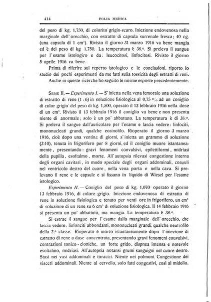 Folia medica periodico trimensile di patologia e clinica medica