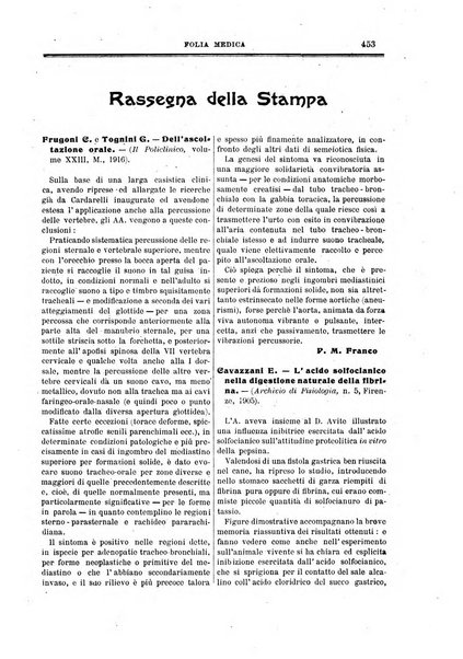 Folia medica periodico trimensile di patologia e clinica medica