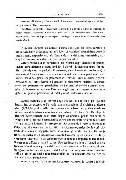 Folia medica periodico trimensile di patologia e clinica medica