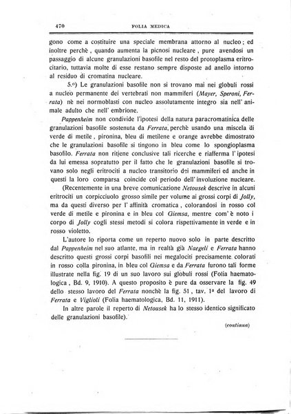 Folia medica periodico trimensile di patologia e clinica medica