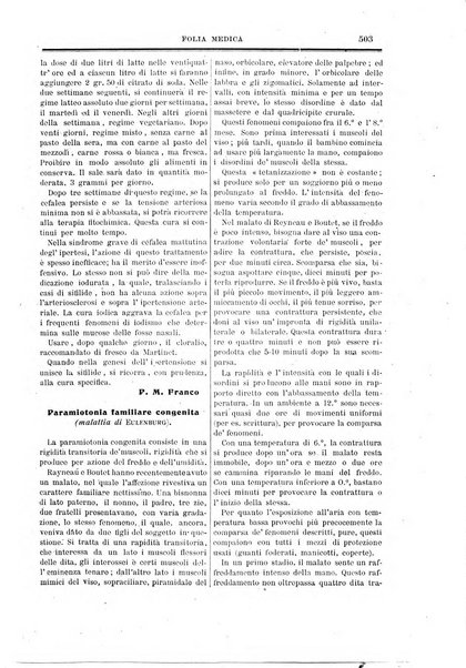 Folia medica periodico trimensile di patologia e clinica medica