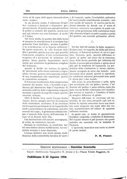 Folia medica periodico trimensile di patologia e clinica medica