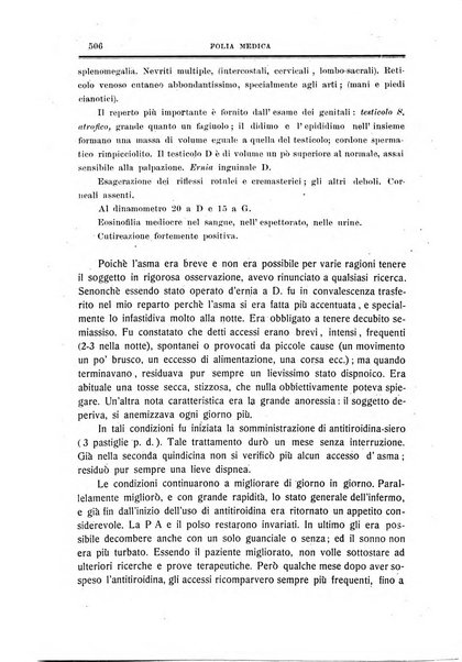 Folia medica periodico trimensile di patologia e clinica medica