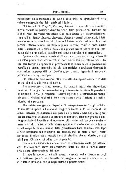 Folia medica periodico trimensile di patologia e clinica medica