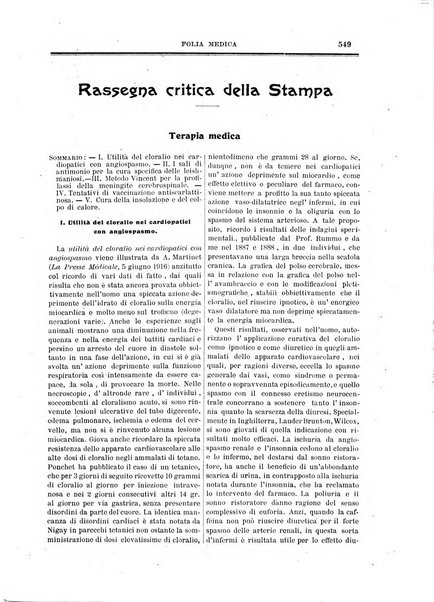 Folia medica periodico trimensile di patologia e clinica medica