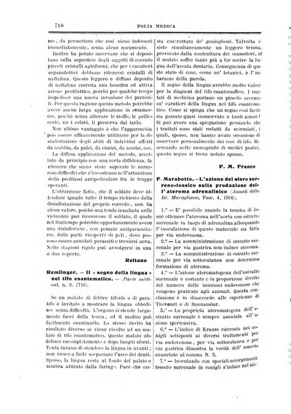 Folia medica periodico trimensile di patologia e clinica medica