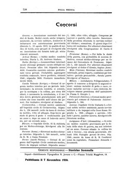 Folia medica periodico trimensile di patologia e clinica medica