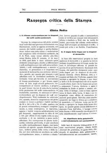 Folia medica periodico trimensile di patologia e clinica medica