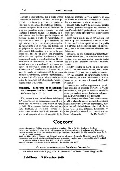 Folia medica periodico trimensile di patologia e clinica medica