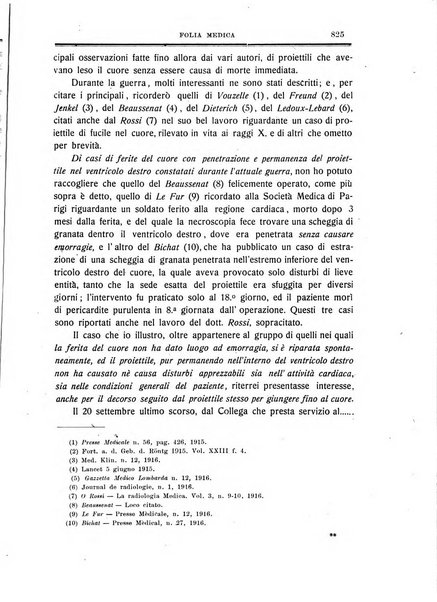 Folia medica periodico trimensile di patologia e clinica medica