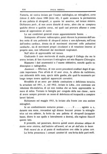 Folia medica periodico trimensile di patologia e clinica medica