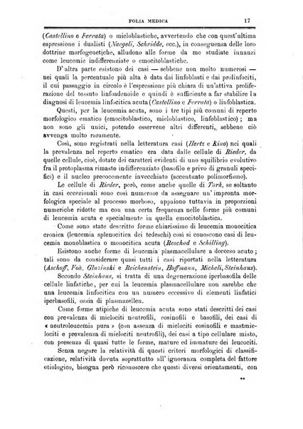 Folia medica periodico trimensile di patologia e clinica medica