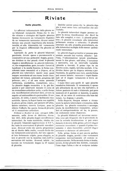 Folia medica periodico trimensile di patologia e clinica medica