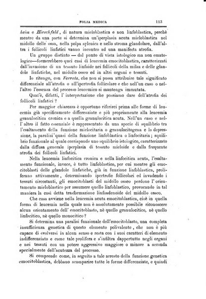 Folia medica periodico trimensile di patologia e clinica medica