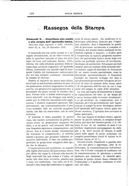 Folia medica periodico trimensile di patologia e clinica medica