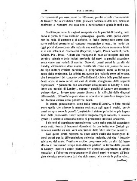 Folia medica periodico trimensile di patologia e clinica medica