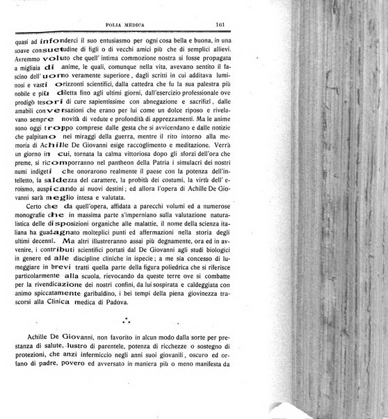 Folia medica periodico trimensile di patologia e clinica medica