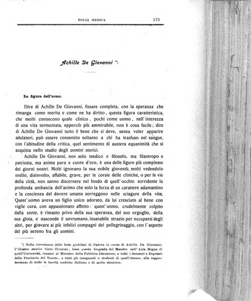 Folia medica periodico trimensile di patologia e clinica medica